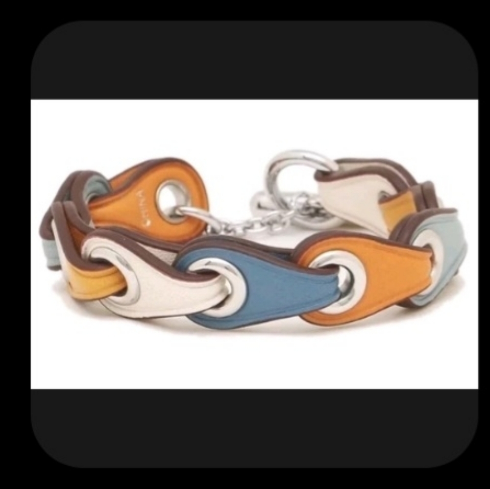 Coach Multicolor Leather Link Bracelet